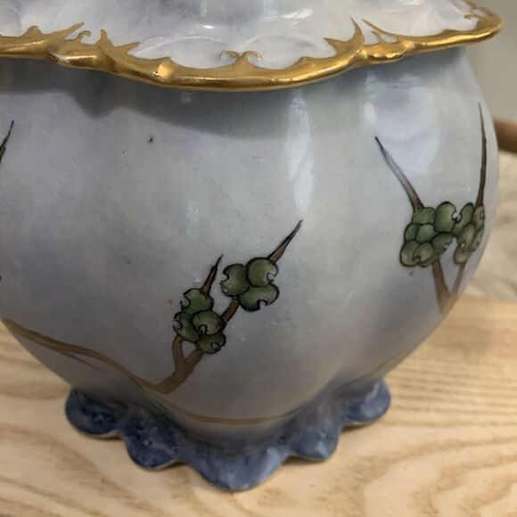 Vintage M.Z. Austria Hand Painted Bird Scene Covered Jar - Picture 5 of 17